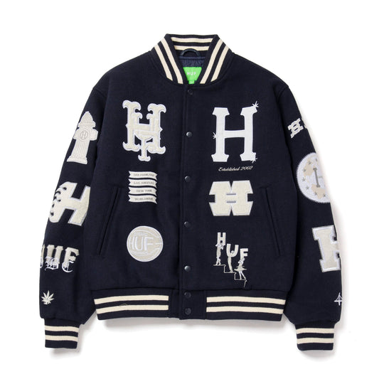  Huf Giacca 20 Year Classic H Varsity Jacket Navy Uomo Blue