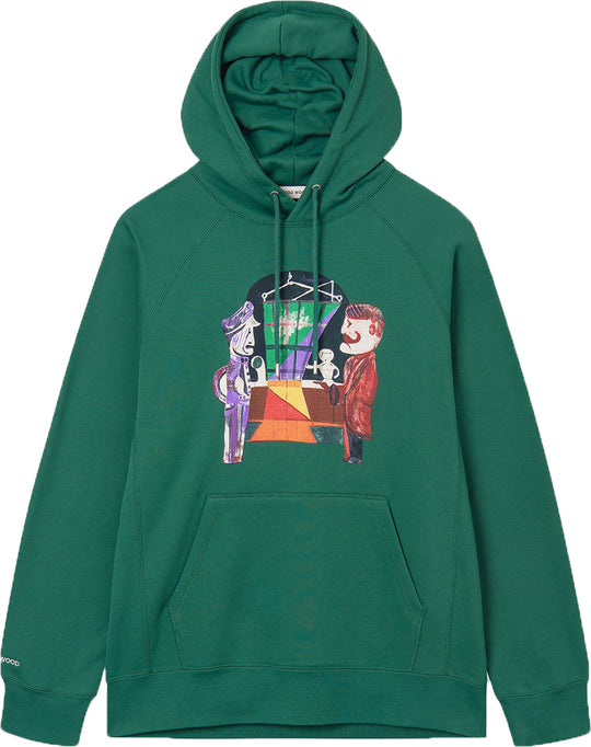  Wood Wood Felpa Fred Blind Date Hoodie Midori Green Uomo Verde