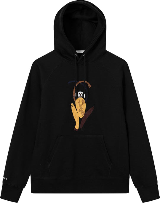  Wood Wood Felpa Fred Yellow Monkey Hoodie Black Uomo Nero