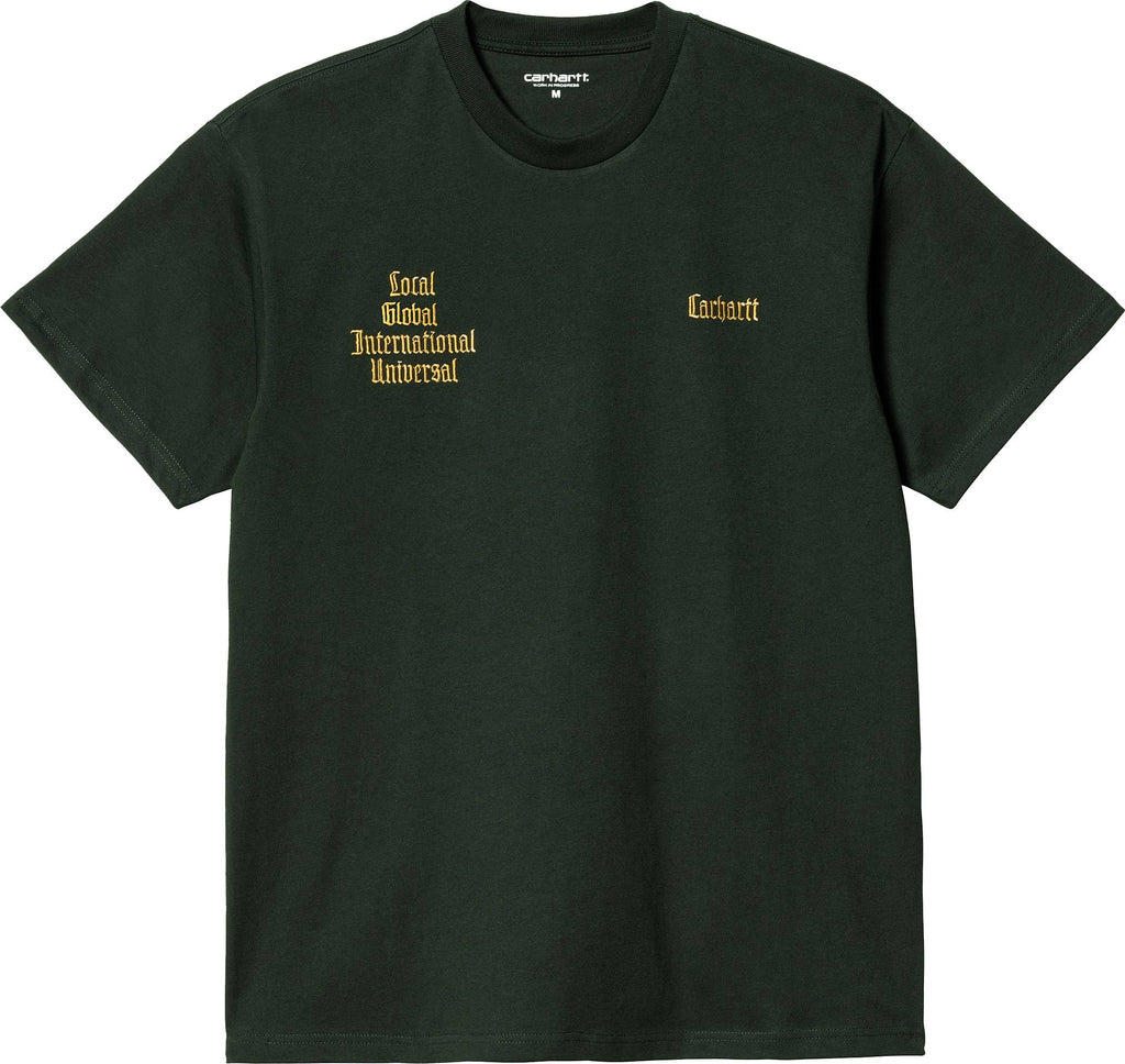 Carhartt Wip T-shirt S/s Letterman Tee Dark Cedar Ochre Verde Uomo - 1