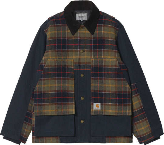  Carhartt Wip Giacca Highland Jacket Dark Navy Barron Check Uomo Multicolore