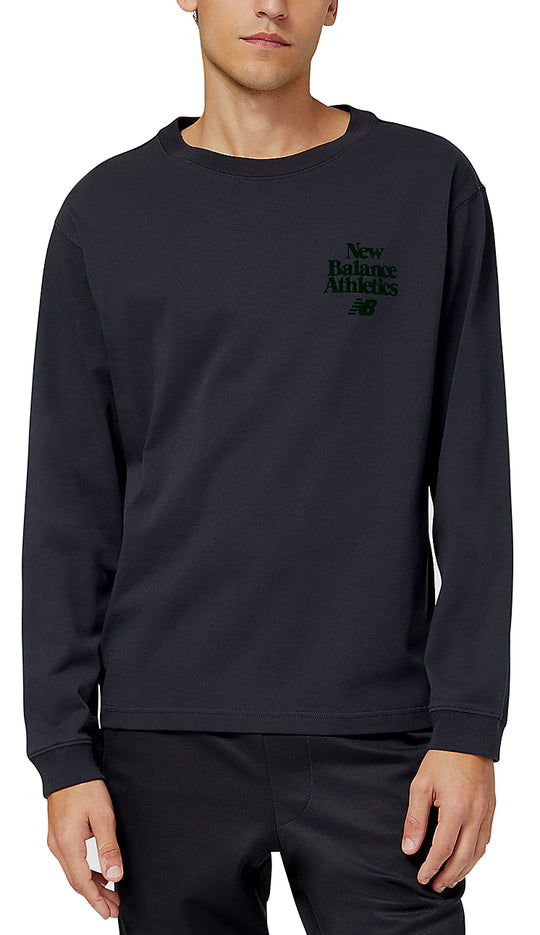  New Balance T-shirt Ls Athletics 70s Run Tee Phantom Uomo Grigio