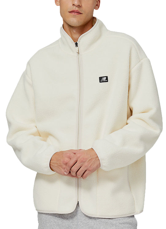  New Balance Felpa Track Club Sherpa Jacket Angora Uomo Bianco