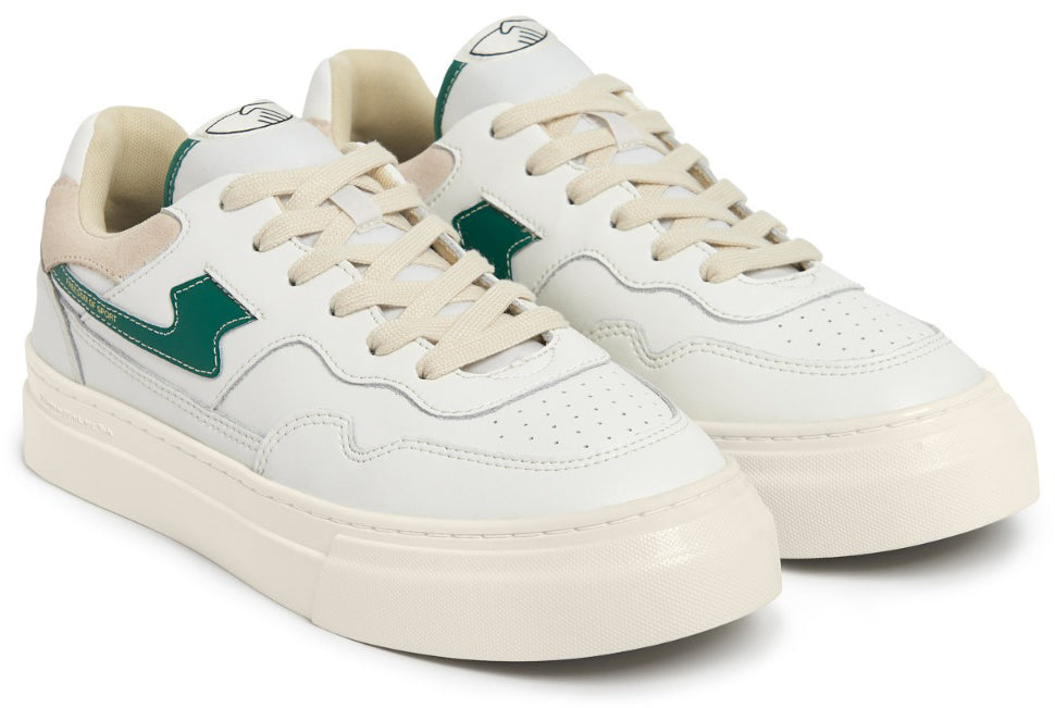  Stepney Workers Club Scarpe Pearl S-strike Leather Shoes White Green Bianco Uomo - 2