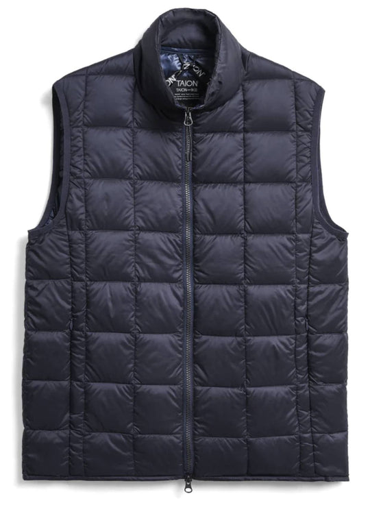 Taion Gilet Hi Neck W Zip Down Vest Navy Uomo Blue