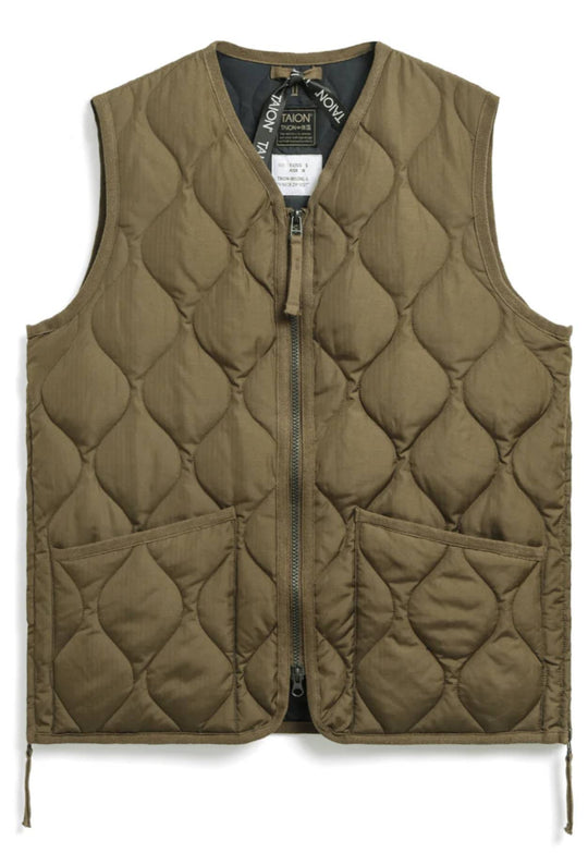  Taion Gilet Military Zip V Neck Vest Light Brown Uomo Marrone