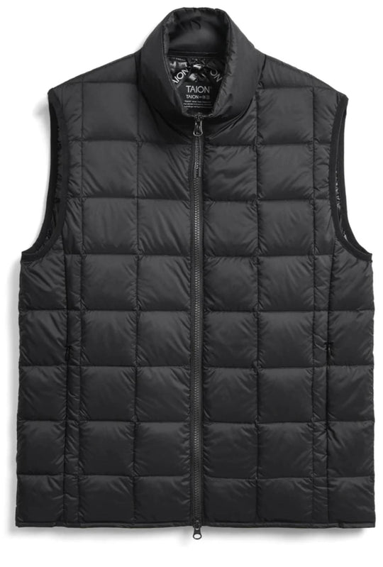  Taion Gilet Hi Neck W Zip Down Vest Black Uomo Nero