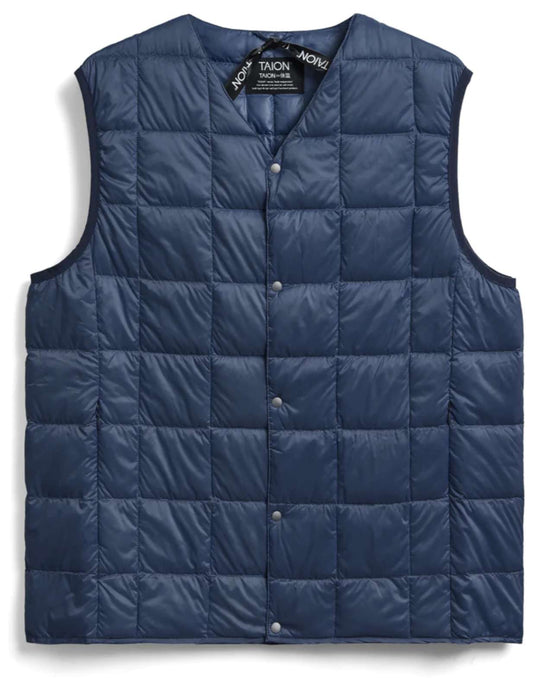 Taion Gilet V-neck Button Down Vest Men Deep Blue Uomo