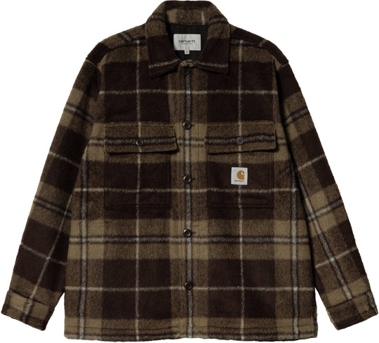  Carhartt Wip Camicia Manning Shirt Jacket Check Darjk Umber Uomo Marrone
