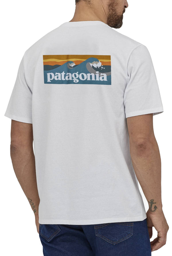 Patagonia t-shirt Men's Boardshort Logo Pocket Responsibili Tee White