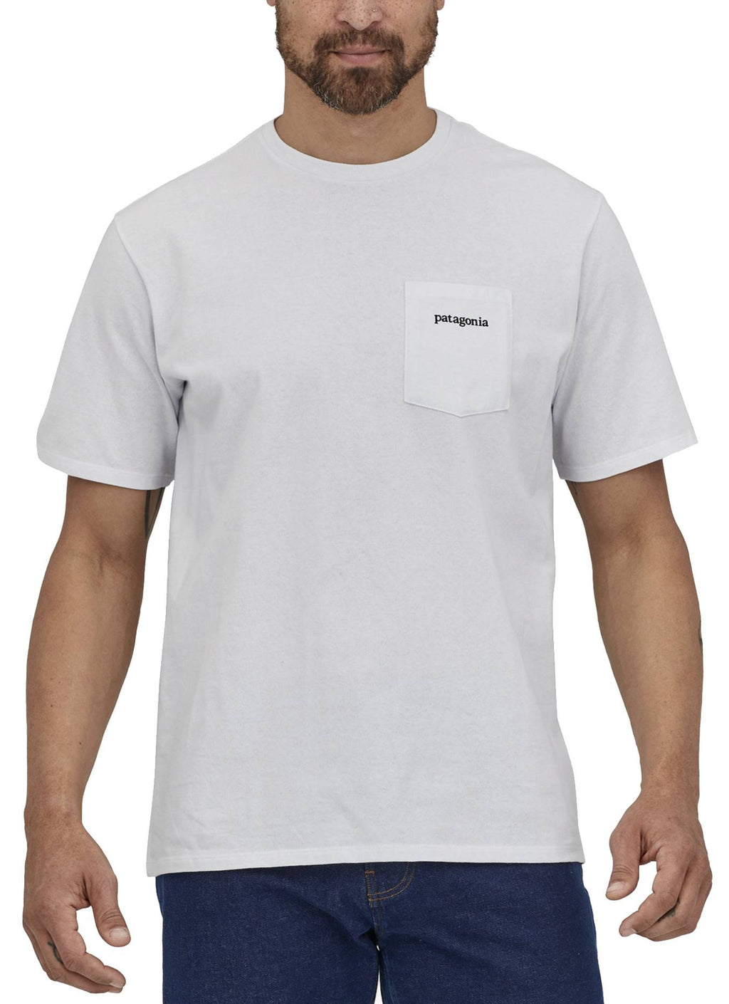  Patagonia T-shirt Men's Boardshort Logo Pocket Responsibili Tee White Bianco Uomo - 2