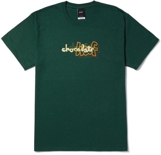  Huf X Chocolate T-shirt Carson S/s Tee Forest Green Uomo Verde