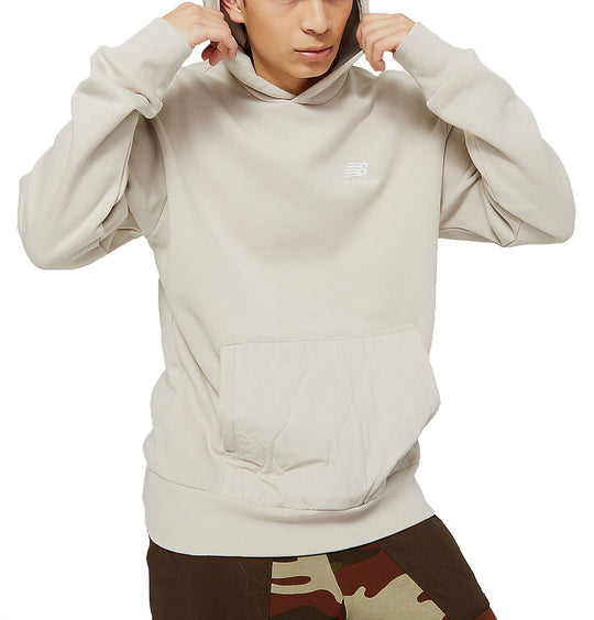  New Balance Felpa Athletics Quilted Fleece Hoodie Timberwolf Uomo Beige