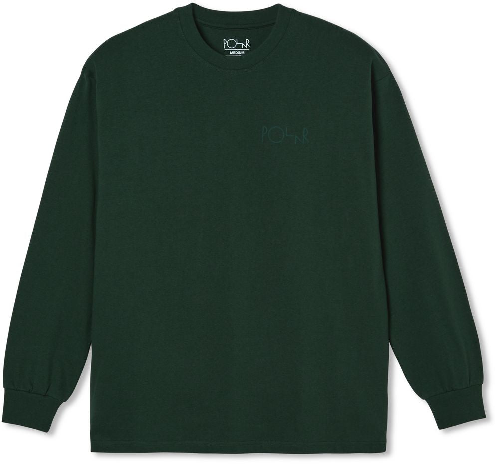  Polar Skate Co. T-shirt Ls Stroke Logo Dark Green Verde Uomo - 1