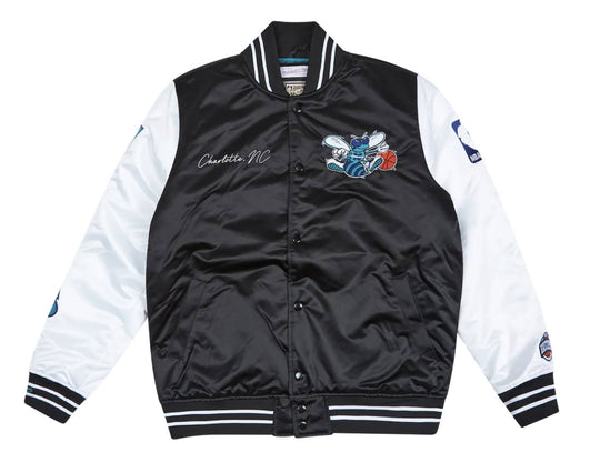  Mitchell & Ness Giacca Team Origins Varsity Satin Jacket Charlotte Hornets Mitchell E Ness Uomo Nero