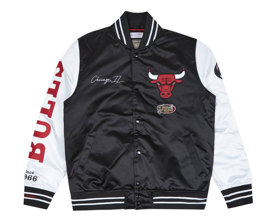  Mitchell & Ness Giacca Team Origins Varsity Satin Jacket Chicago Bulls Mitchell E Ness Uomo Nero
