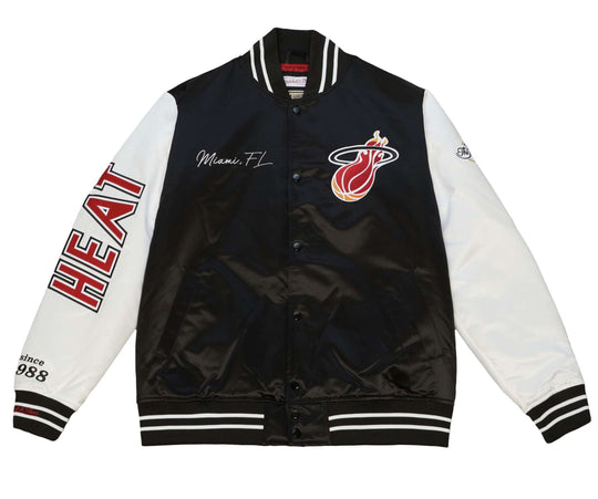  Mitchell & Ness Giacca Team Origins Varsity Satin Jacket Miami Heat Mitchell E Ness Uomo Nero