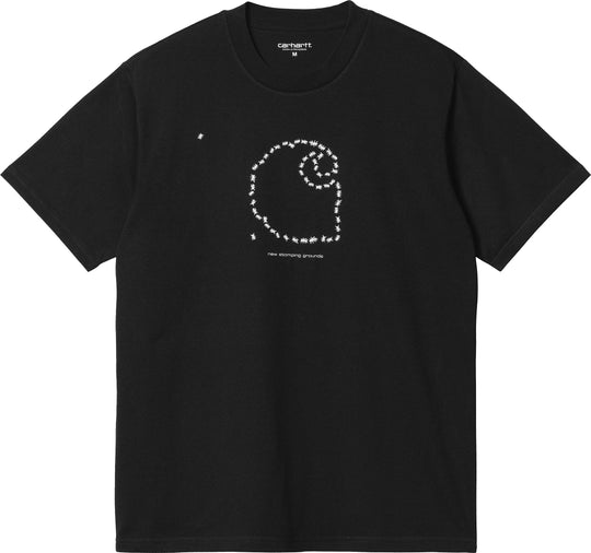  Carhartt Wip T-shirt S/s Stomping Grounds Tee Black White Uomo Nero