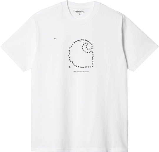  Carhartt Wip T-shirt S/s Stomping Grounds Tee White Black Uomo Bianco