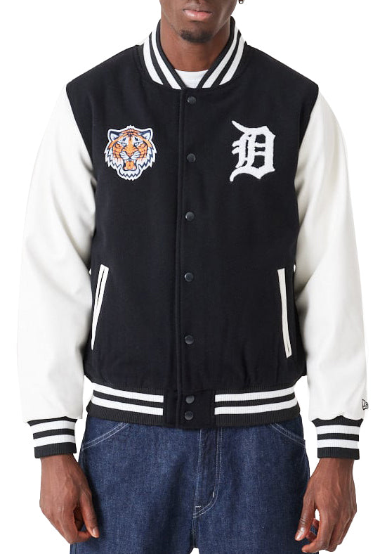  New Era Giacca Mlb Wordmark Varsity Jacket Detroit Tigers Nero Uomo - 1