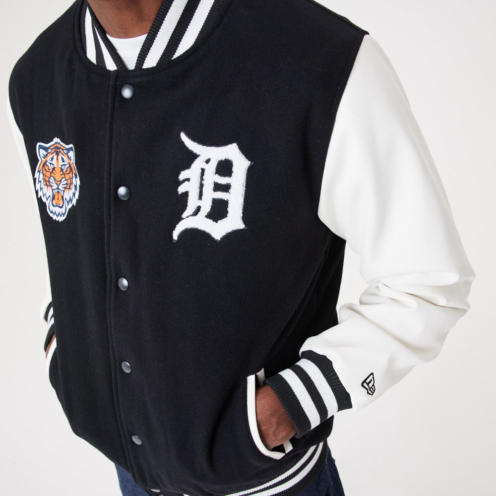  New Era Giacca Mlb Wordmark Varsity Jacket Detroit Tigers Nero Uomo - 3