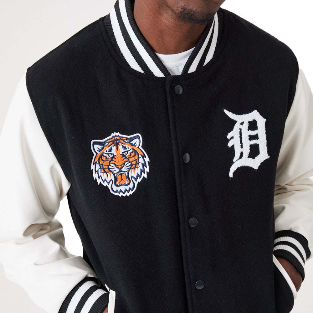  New Era Giacca Mlb Wordmark Varsity Jacket Detroit Tigers Nero Uomo - 4