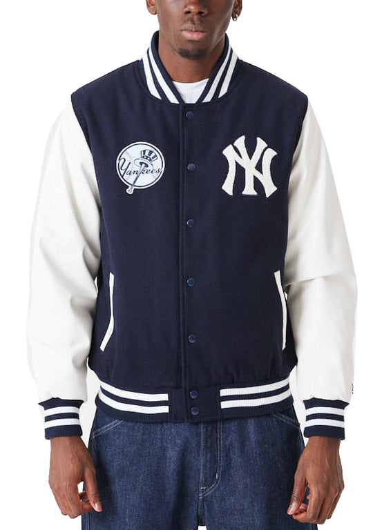  New Era Giacca Mlb Wordmark Varsity Jacket New York Yankees Uomo Blue