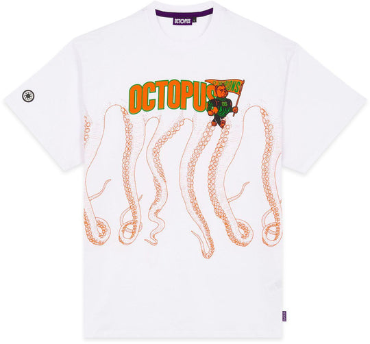  Octopus T-shirt Athletic Tee White Uomo Bianco