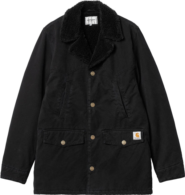 Carhartt Wip giacca Newman Coat Black Heavy Stone Wash