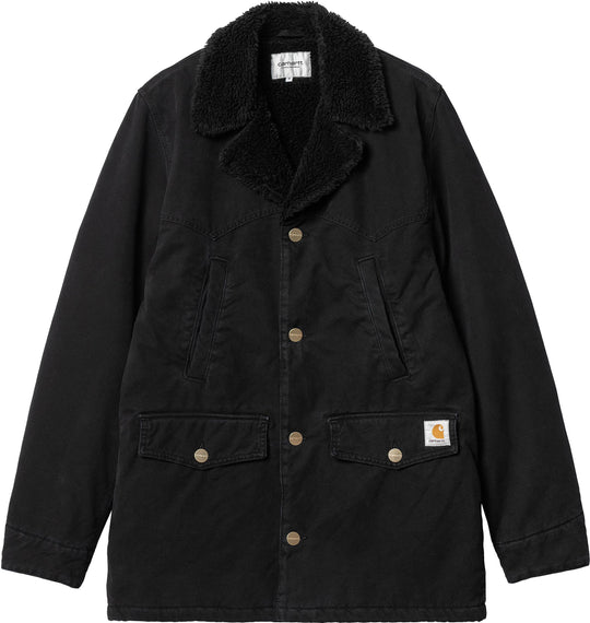  Carhartt Wip Giacca Newman Coat Black Heavy Stone Wash Uomo Nero