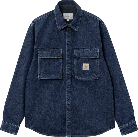  Carhartt Wip Giacca Monterey Shirt Jac Blue Stone Washed Uomo