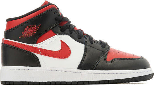  Air Jordan 1 Mid Black Fire Red Gs Donna Rosso