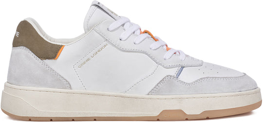  Crime London Scarpe Timeless Low Top White Olive Orange Uomo Bianco