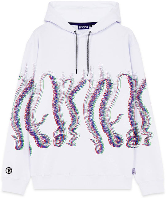  Octopus Felpa Fuzzy Hoodie White Uomo Bianco