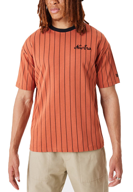  New Era T-shirt Pinstripe Tee Orange Uomo Arancione