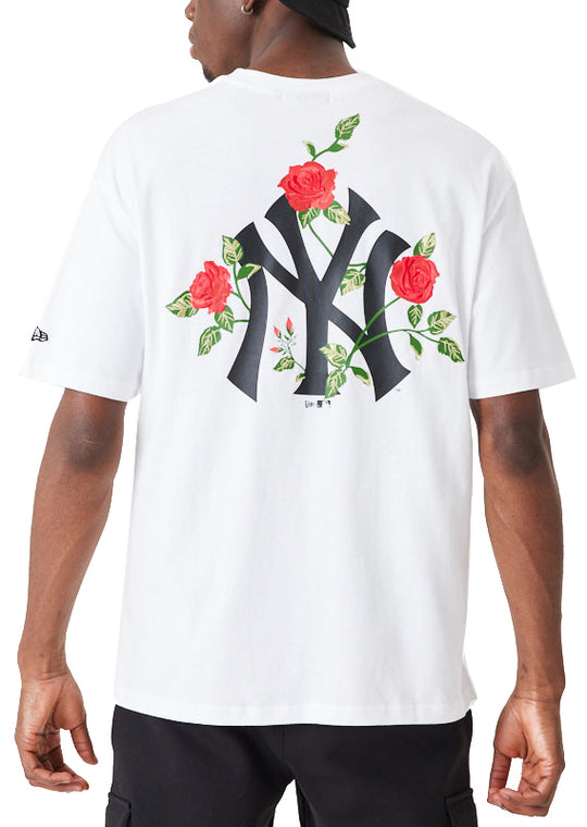  New Era T-shirt New York Yankees Mlb Floral Graphic Tee White Uomo Bianco