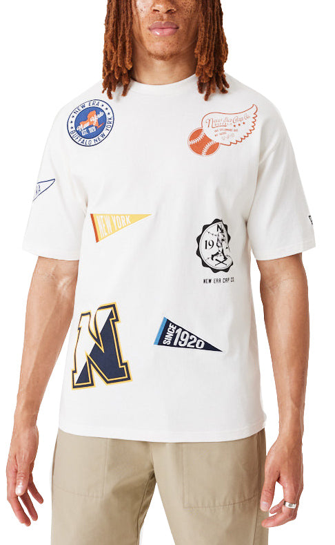  New Era T-shirt Heritage Badge Open Tee White Uomo Bianco