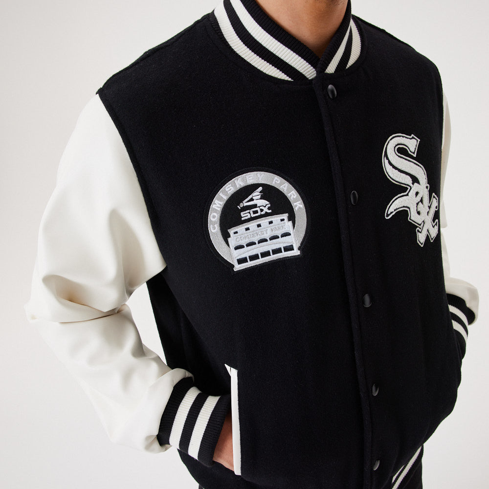 New Era Chicago White Sox heritage varsity jacket in black