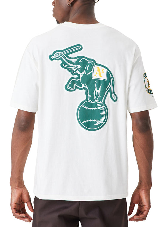  New Era T-shirt Oakland Athletics Mlb Heritage Tee Open White Uomo Bianco