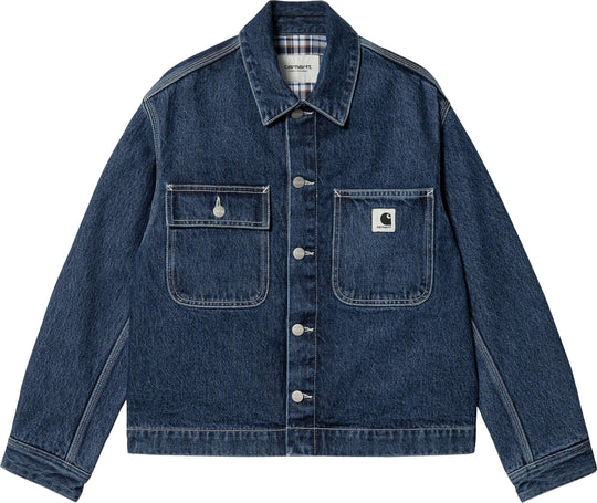  Carhartt Wip Giacca W Rider Shirt Jac Blue Stone Washed Donna