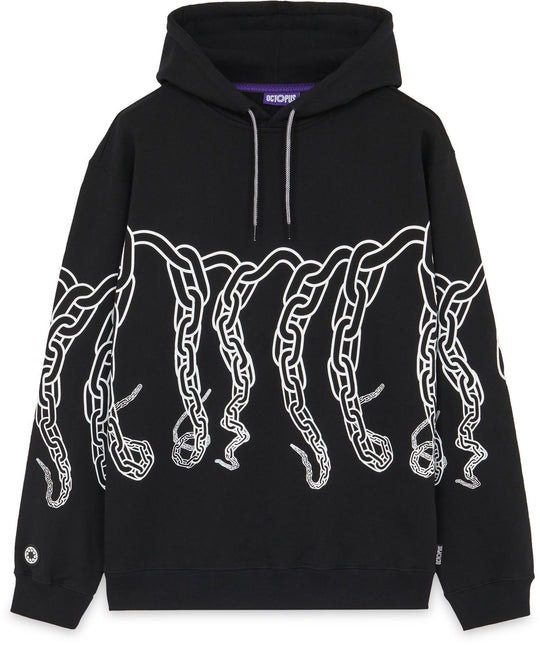  Octopus Felpa Chain Hoodie Black Uomo Nero