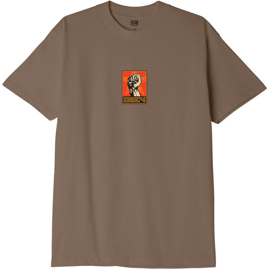  Obey T-shirt Fist Classic Tee Silt Uomo Marrone