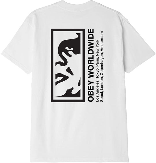  Obey T-shirt Half Face Icon Classic Tee White Uomo Bianco