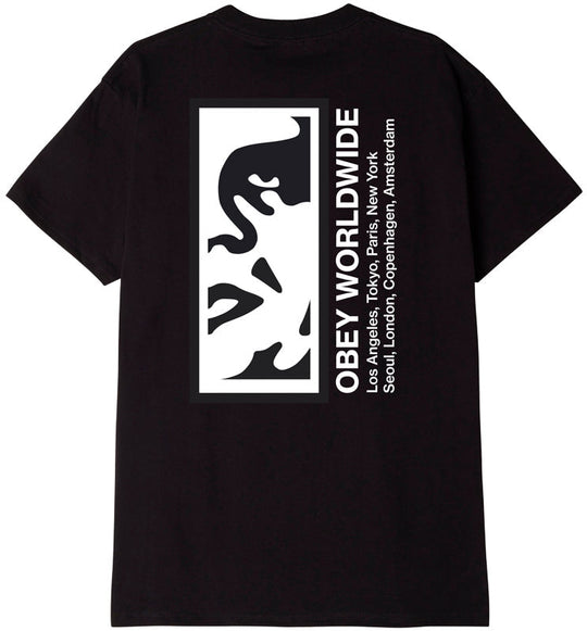  Obey T-shirt Half Face Icon Classic Tee Black Uomo Nero