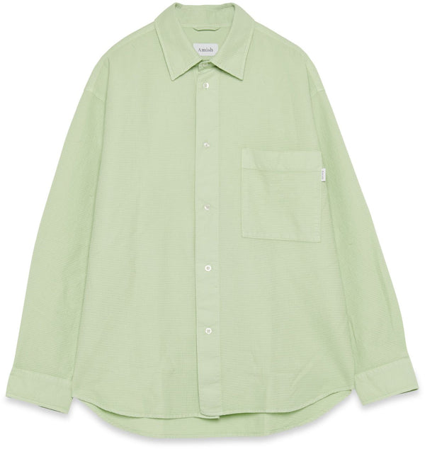 Amish camicia Dropped Shirt Unisex Organic Waffle Dyed pale green