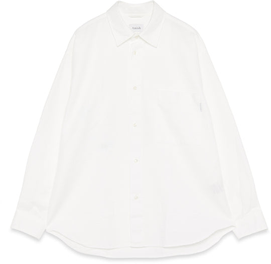  Amish Camicia Dropped Shirt Unisex Organic Waffle Dyed Off White Uomo Bianco