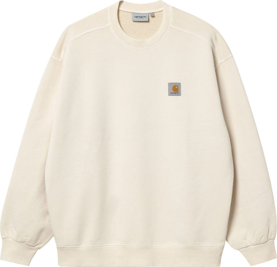  Carhartt Wip Felpa Nelson Sweat Wax Garment Dyed Uomo Bianco