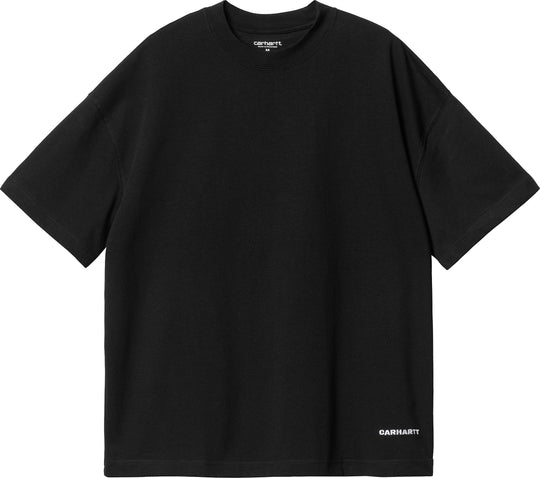  Carhartt Wip T-shirt Ss Link Script T-shirt Black White Uomo Nero