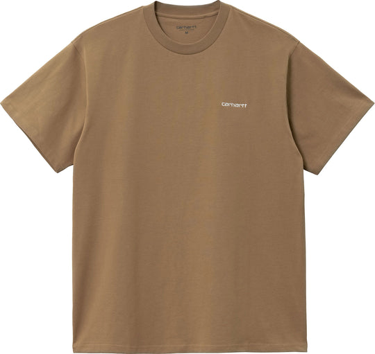  Carhartt Wip T-shirt S/s Script Embroidery T-shirt Buffalo White Uomo Marrone