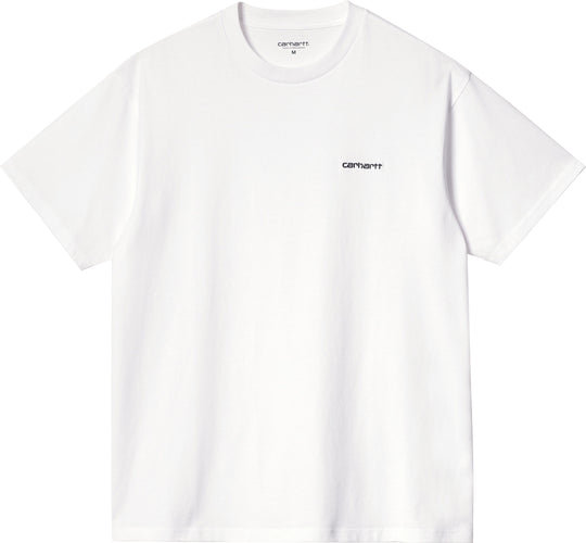  Carhartt Wip T-shirt S/s Script Embroidery T-shirt White Black Uomo Bianco